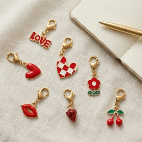 Rood Emaille Hart LIEFDE Lippen Aardbei Roestvrij Staal Hanger Charms Met Kreeftensluiting Voor DIY Armband Schoen Sieraden Maken