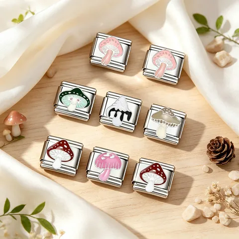 Stainless Steel Mushroom Italian Charm DIY Module Link For Bracelet Jewelry DIY Jewelry Accessory For Women Men