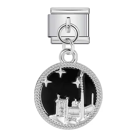 Stainless Steel Italian Charm Link Modular Bracelet Pendant London Bridge Butterfly Heart Clover Guitar DIY Jewelry Accessory