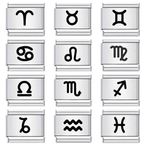 12 Symboles du Zodiaque Maillons de Charme Italien Acier Inoxydable Modulaire DIY Accessoires de Bracelet Plaqué Or Argent Composant Bijoux Astrologie