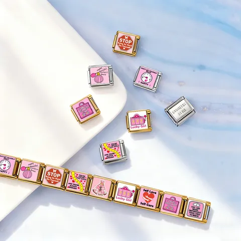 Glandes de Bracelet à Maillons Italiens en Acier Inoxydable Rose Citation Inspirante DIY Bijoux Modulaires Cadeau Femmes