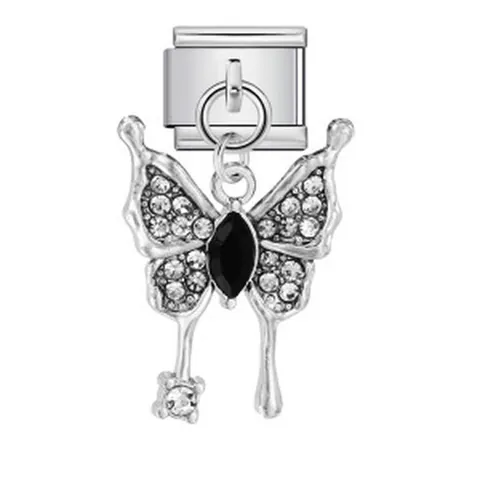 Eslabón de Amuleto Italiano de Acero Inoxidable Accesorio de Pulsera Modular Colgante de Mariposa Corazón Lazo para Joyería DIY