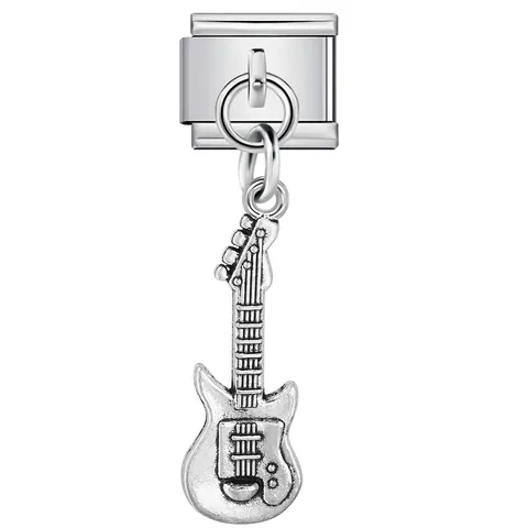 Musical Instrument Stainless Steel Italian Charm Links For DIY Modular Bracelet Retro Piano Guitar Saxophone Charm Pendant