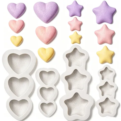 DIY 3-Schakels Hart Ster Vormige Siliconen Vorm Voor Geurkaars Gips Ornament Handgemaakte Decoratie Vorm