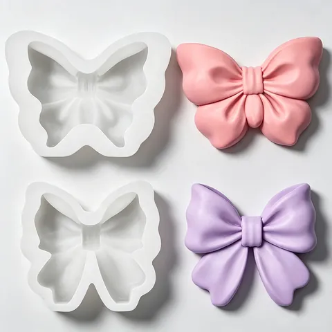 Moule en Silicone pour Bougie Parfumée Nœud Papillon DIY Fondant Résine Cristal Outil de Décoration Moule à Gâteaux