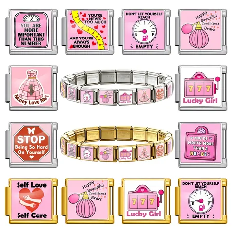Glandes de Bracelet à Maillons Italiens en Acier Inoxydable Rose Citation Inspirante DIY Bijoux Modulaires Cadeau Femmes