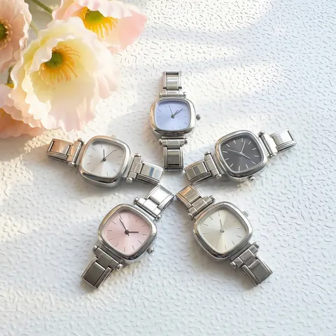 Square Stainless Steel Watch For Women DIY Italian Modular Charm Bracelet Watch Fashion Minimalist Square Dial Jewelry
