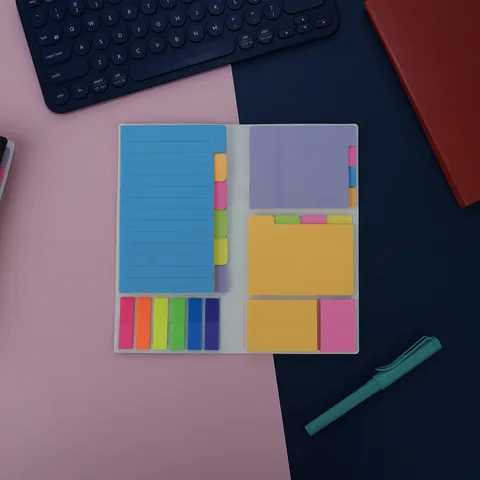 Ensemble de Notes Autocollantes Pliable Avec Couverture en Cuir PU Onglets d'Index Colorés Bloc-notes Pour Bureau École Planificateur