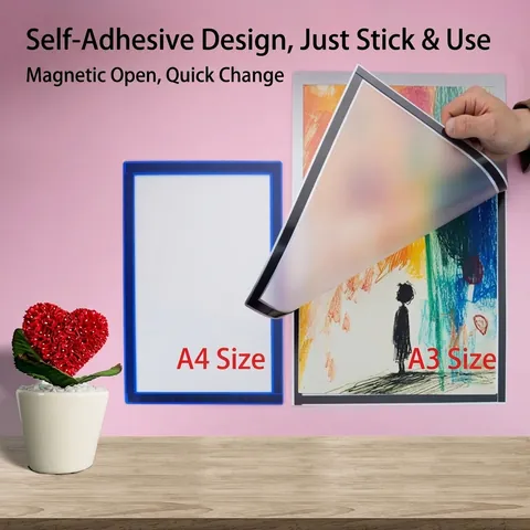 Magnetic Display Frame Self Adhesive PVC Poster Frame For Business License Elevator Billboard Office Home Wall Decor