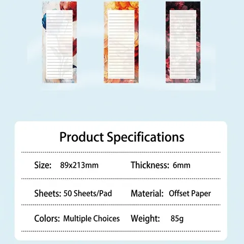 Magnetischer Notizblock Für Kühlschrank Florales Impressionismus Design Notizheft Einkaufsliste 50 Blatt Büro Schreibwaren