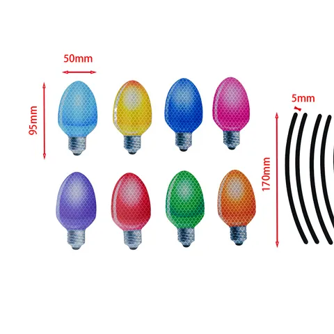Adesivi Riflettenti Magnetici a Forma di Lampadina di Natale per Auto Frigorifero Porta Garage Decalcomanie Magnetiche Riflettenti a Nido d'Ape