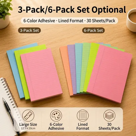 Large Lined Colorful Sticky Notes Macaron Memo Pads Minimalist Stationery Ruled Paper For Office School Students Writing Note Taking Organization