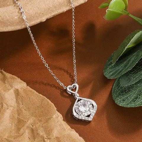 Light Luxury Zirconia Pendant Necklace For Women Copper Heart Waterdrop Clover Crown Clavicle Chain Jewelry Gift