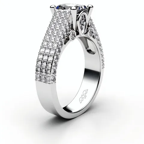 Light Luxury Copper Platinum Plated Zirconia Ring Princess Cut Square Faux Diamond Wedding Proposal Ring For Women Jewelry