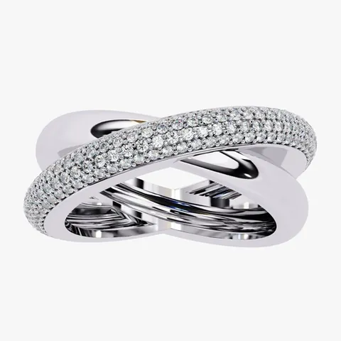 French Vintage Copper Intertwined Cross Ring For Women Minimalist Rhinestone Pave Set Geometric Geometric Band Light Luxury Jewelry