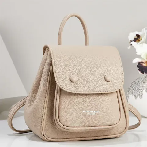 Women Pebbled PU Leather Fashion Backpack Minimalist Solid Color Multi Functional Shoulder Bag Versatile Daily Commute Handbag Casual Travel Rucksack