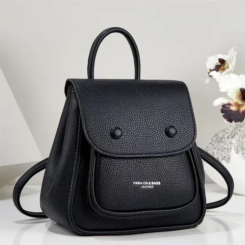 Women Pebbled PU Leather Fashion Backpack Minimalist Solid Color Multi Functional Shoulder Bag Versatile Daily Commute Handbag Casual Travel Rucksack