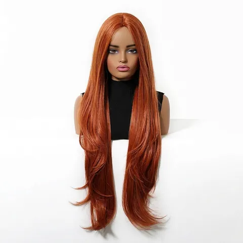 Parrucca a Testa Intera Lunga in Fibra Sintetica da Donna Riga in Mezzo Taglio a Strati Alti Capelli Micro Ricci per Festival Halloween Cosplay Parrucca alla Moda