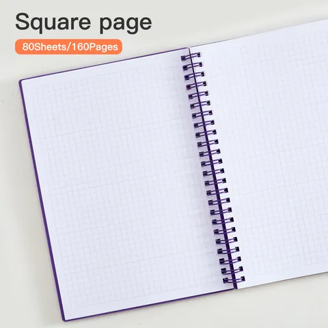 Cuaderno de Espiral A5 Cubierta de PP Púrpura Cuadrícula Punteada Con Banda Elástica Papel Grueso Papelería Escolar Oficina