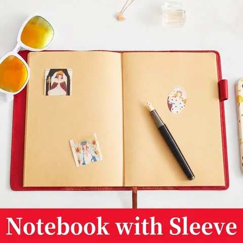 Handcrafted Vintage Top Layer Cowhide Leather Notebook Cover Refillable Loose Leaf Travel Journal With Pen Slot Office Stationery
