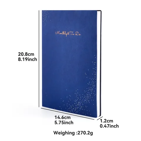 A5 Undated Monthly Planner 18 Months To Do List Schedule Notebook Soft PU Leather Cover Gold Stamping For Office School Women Men
