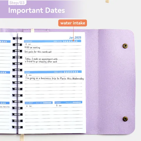 A5 PU Leather 18-Month Schedule Planner Spiral Notebook Monthly Weekly Organizer Business Office Daily Journal