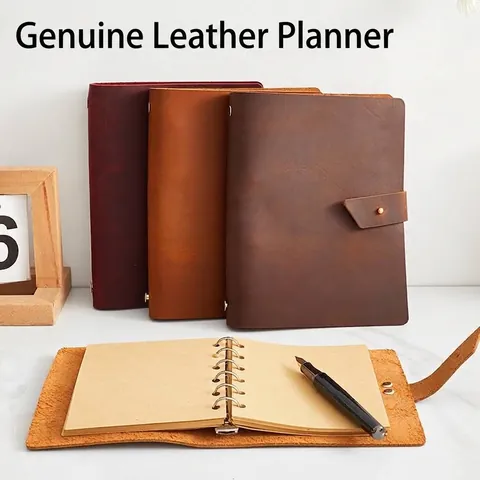 Vintage Crazy Horse Leder Nachfüllbares Notizbuch Loseblatt Top-Layer Rindsleder Journal Retro Handgemachtes Notizbuch Büro Schreibwaren