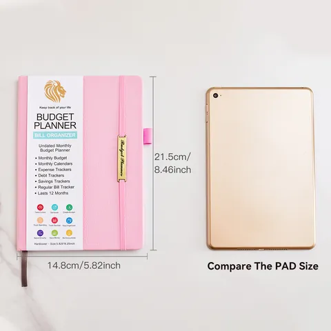 Planificateur de Budget A5 Similicuir Sans Date Couverture Rigide Organisateur de Finances pour Bureau École Quotidien Femmes Hommes