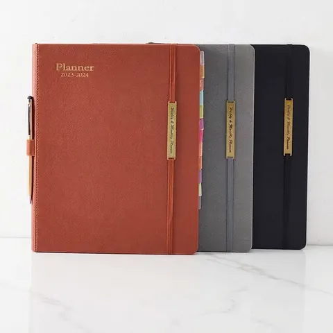 Professional Academic Weekly Monthly Planner PU Leather Hardcover Notebook Business Office Schedule Book Daily Management Journal