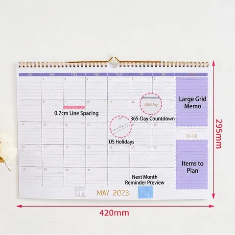2023-2024 Engelse Wandkalender 18 Maanden Planner Met USA Feestdagen To-Do Sectie Hangende Papieren Kalender Voor Kantoor Huis