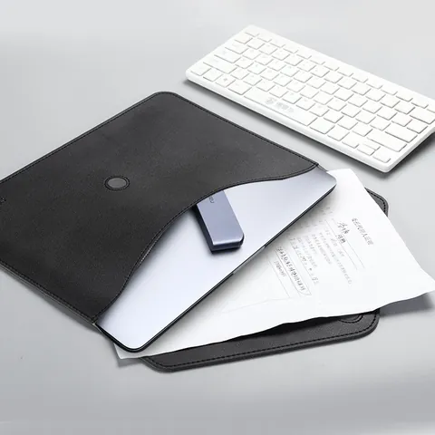 Funda para Portátil de Cuero PU Mate Sobre Protector para MacBook Dell Lenovo Laptop Bolsa de Negocios Minimalista Delgada