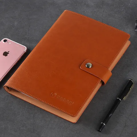 Business A5 PU Leather Ring Binder Notebook Refillable Loose Leaf Meeting Journal Organizer Gift