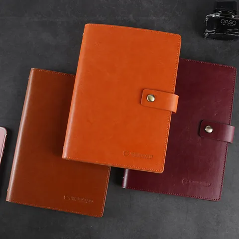 Business A5 PU Leather Ring Binder Notebook Refillable Loose Leaf Meeting Journal Organizer Gift
