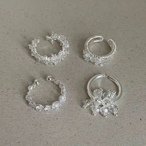 Anillo de Metal Envuelto Con Diamantes de Imitación Transparentes Irregulares Para Mujer Joyería de Anillo Ajustable Elegante Regalo