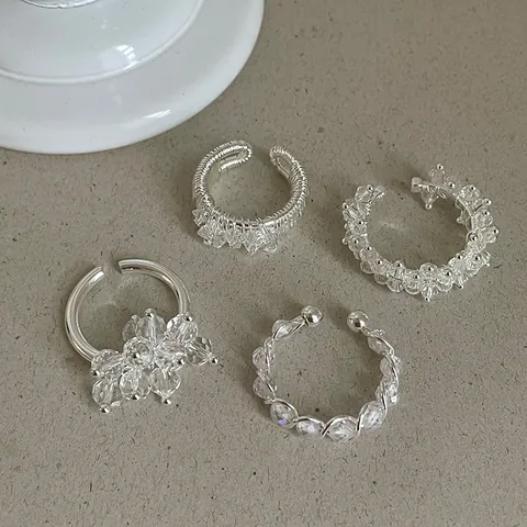 Anillo de Metal Envuelto Con Diamantes de Imitación Transparentes Irregulares Para Mujer Joyería de Anillo Ajustable Elegante Regalo