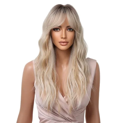 Long Wavy Ombre Blonde Wig Middle Part Synthetic High Temperature Fiber Natural Hair Daily Party Cosplay Wigs For Women