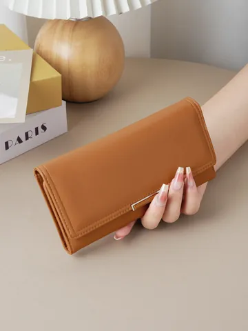 Women's Long Wallet High Texture PU Leather Large Capacity Card Holder Multifunctional Snap Closure Clutch Purse Wallet