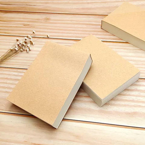 Bloc-notes Minimaliste en Papier Kraft Épais Pages Blanches Protection des Yeux Cahier de Brouillon pour Étudiants