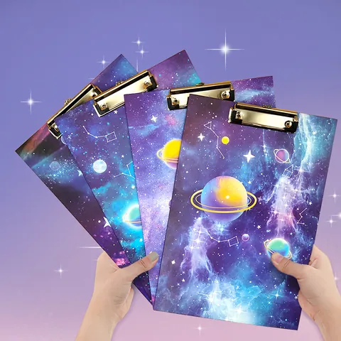 A4 Verdicktes Sternenhimmel Planeten Galaxie Muster Klemmbrett Mit Metallclip Kreative Schüler Schreibwaren Geschenk Ordner
