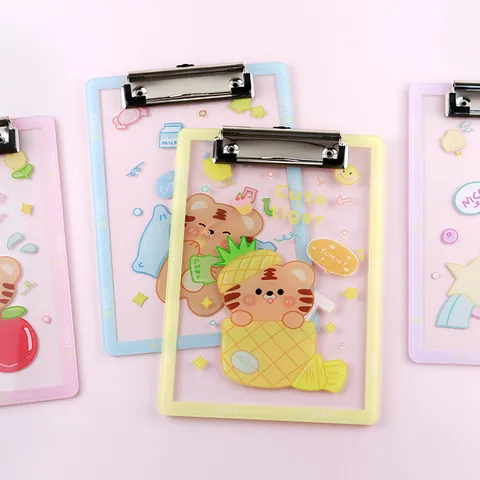 Cute Cartoon Tiger Acrylic Clipboard A4 A5 Size Paper Memo Board Student Office School File Supplies Document Organizer