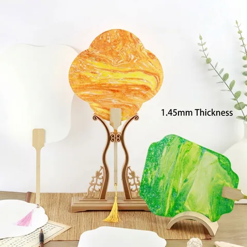 Traditional Chinese Style DIY Blank Bamboo Tuanshan Fan For Hand Painting Lacquer Art Retro Paper Fan With Tassel Cultural Creative Gift For Women Decor