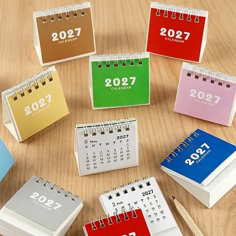2026 2027 Mini Bureaukalender Minimalistisch Draagbaar Staand Spiraal Maandplanner Kleine Verse Papieren Kalender Voor Kantoor Huis