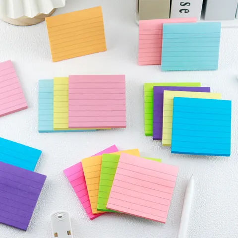 Colorful Lined Sticky Notes Self-Adhesive Memo Pads Horizontal Line Note Paper For Office School Student Stationery Supplies