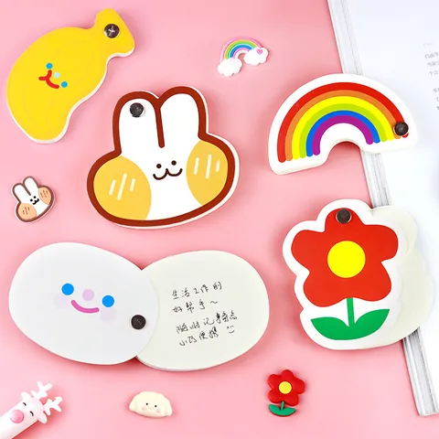 Cute Cartoon Portable Memo Pad Ring-Bound Vocabulary Notebook Pocket Blank Notepad Stationery For Students School Office Supplies