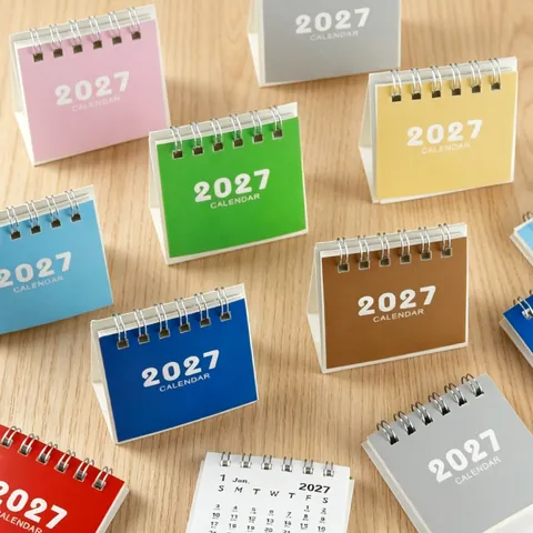 2026 2027 Mini Bureaukalender Minimalistisch Draagbaar Staand Spiraal Maandplanner Kleine Verse Papieren Kalender Voor Kantoor Huis