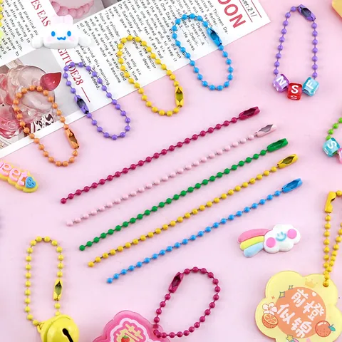 Colorful Lacquered Iron Ball Chain DIY Handbag Toy Lanyard Jewelry Making Finding Candy Color Bead Chain Connector Handmade Ornament Material
