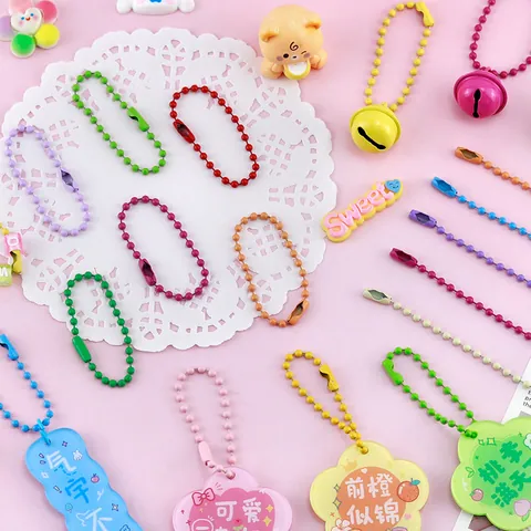 Colorful Lacquered Iron Ball Chain DIY Handbag Toy Lanyard Jewelry Making Finding Candy Color Bead Chain Connector Handmade Ornament Material