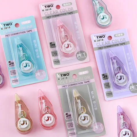 Minimalist Silent Transparent Correction Tape PET Film Correction Tape Portable Morandi Color For Students Office School Stationery Supplies