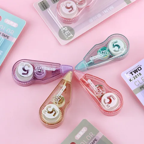 Minimalist Silent Transparent Correction Tape PET Film Correction Tape Portable Morandi Color For Students Office School Stationery Supplies