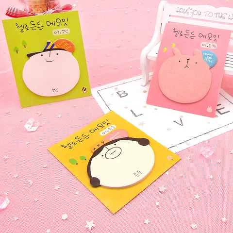Notas Adhesivas de Personajes de Dibujos Animados Coreanos Muñeco de Nieve Conejo Bloc de Notas Autoadhesivo para Estudiantes Oficina Premios